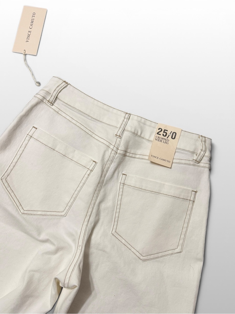 Vince Camuto Cropped Wide Leg Jeans Cream Ivory NWT Size 25